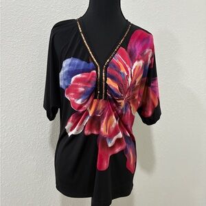 Vibrant Floral V-Neck Blouse